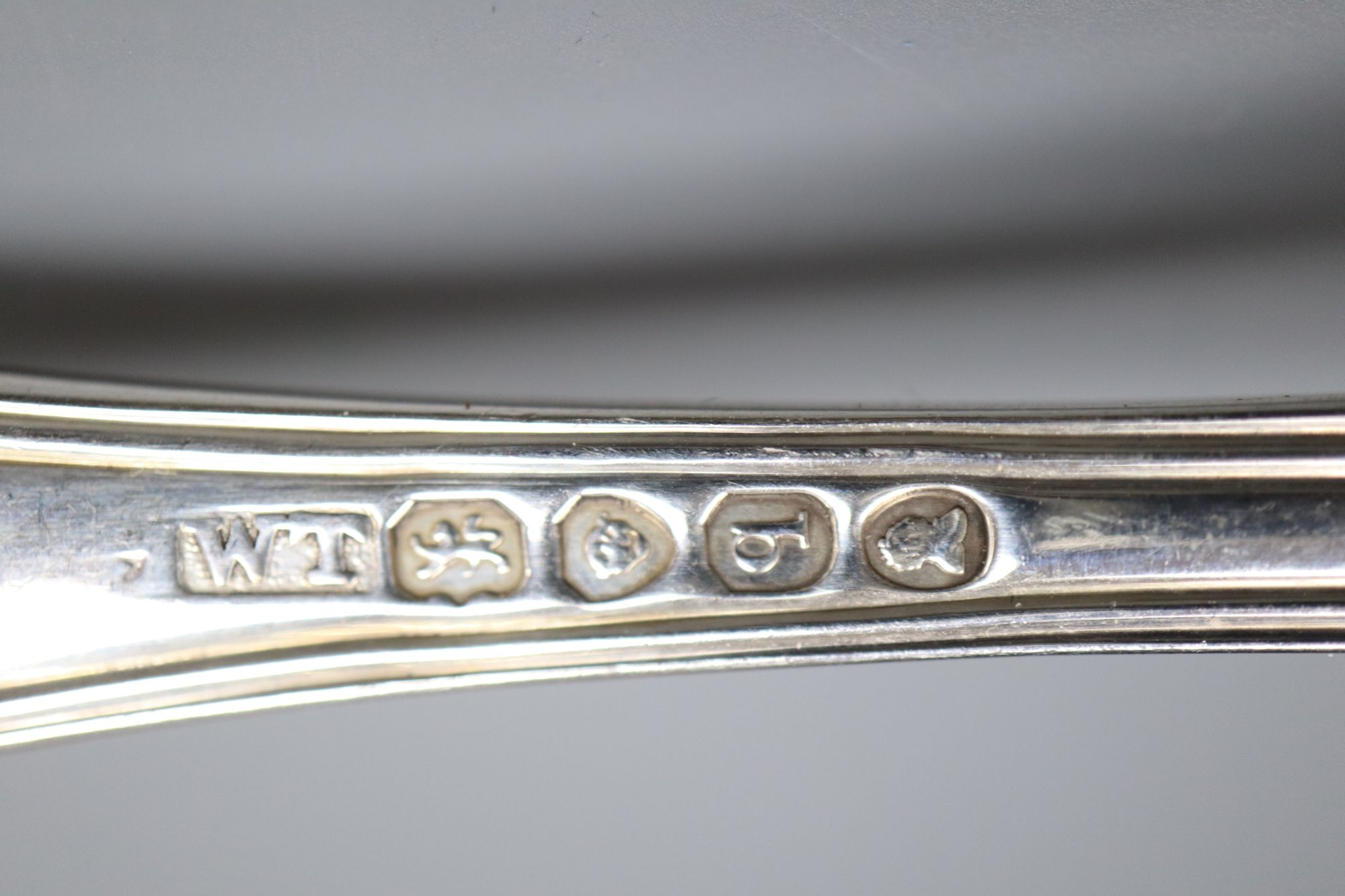 A matched part canteen of 19th century silver Kings pattern flatware